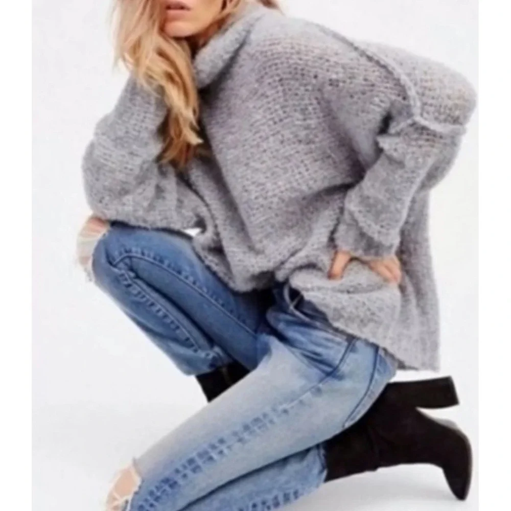 Free‎ People She's All That Oversized ChunkyTurtleneckSweater Alpaca XS